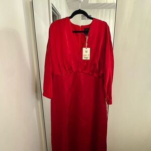Alex Marie Vibrant Red Long Sleeve Dress